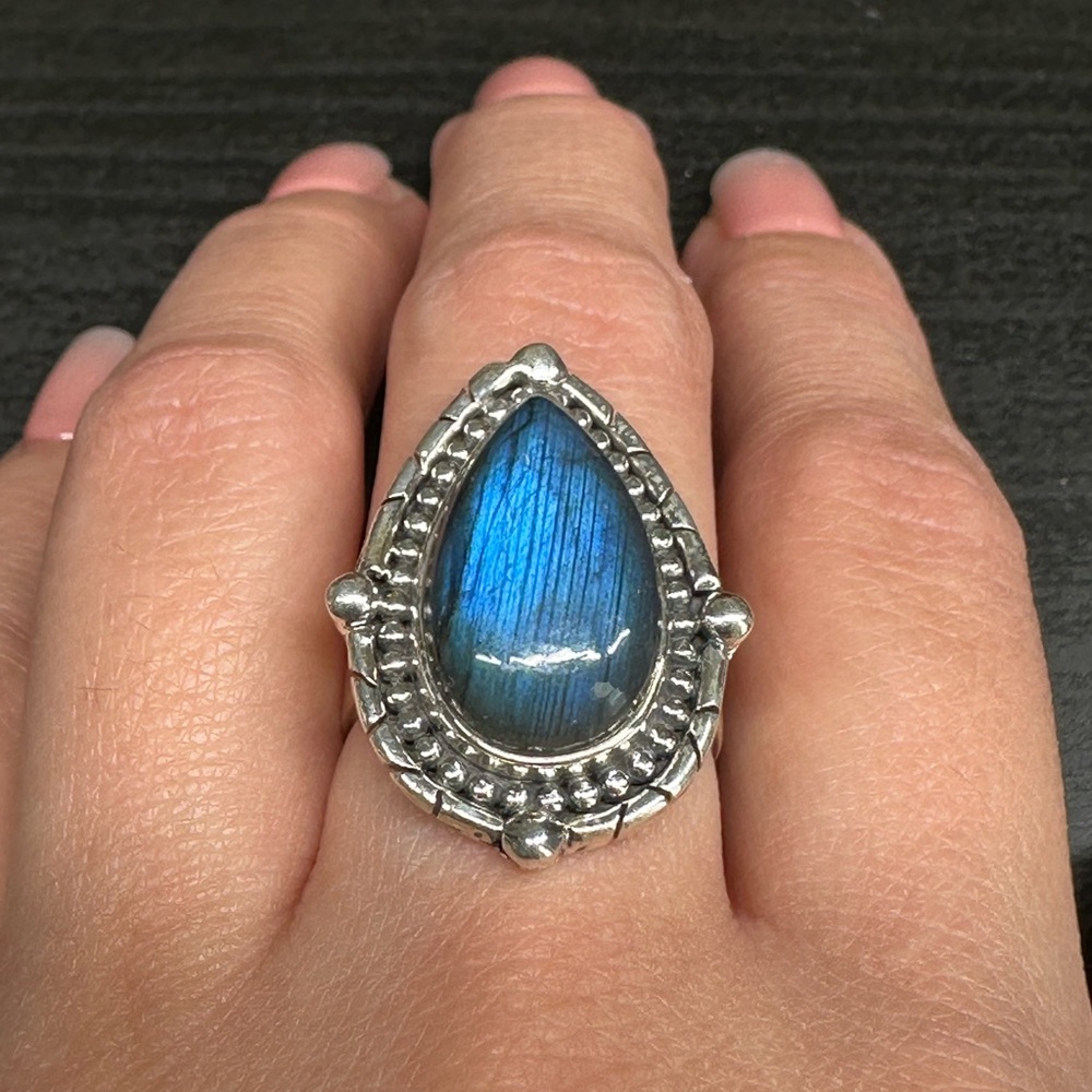 Silver Labradorite Ring